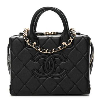 chanel vanity bah|CHANEL Calfskin Quilted Studded Square Vanity Case Black .